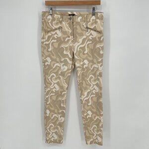 J.McLaughlin Womens Baxter Camo Moto Jeans Size 8 Beige Tan Skinny Mid Rise Edgy